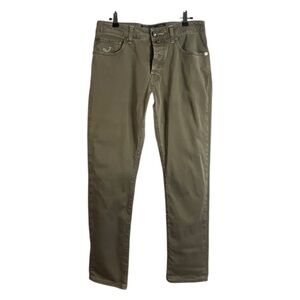 Jacob Cohen Men 688 Special Handmade Khaki Cotton Straight  Antique Wash Jeans